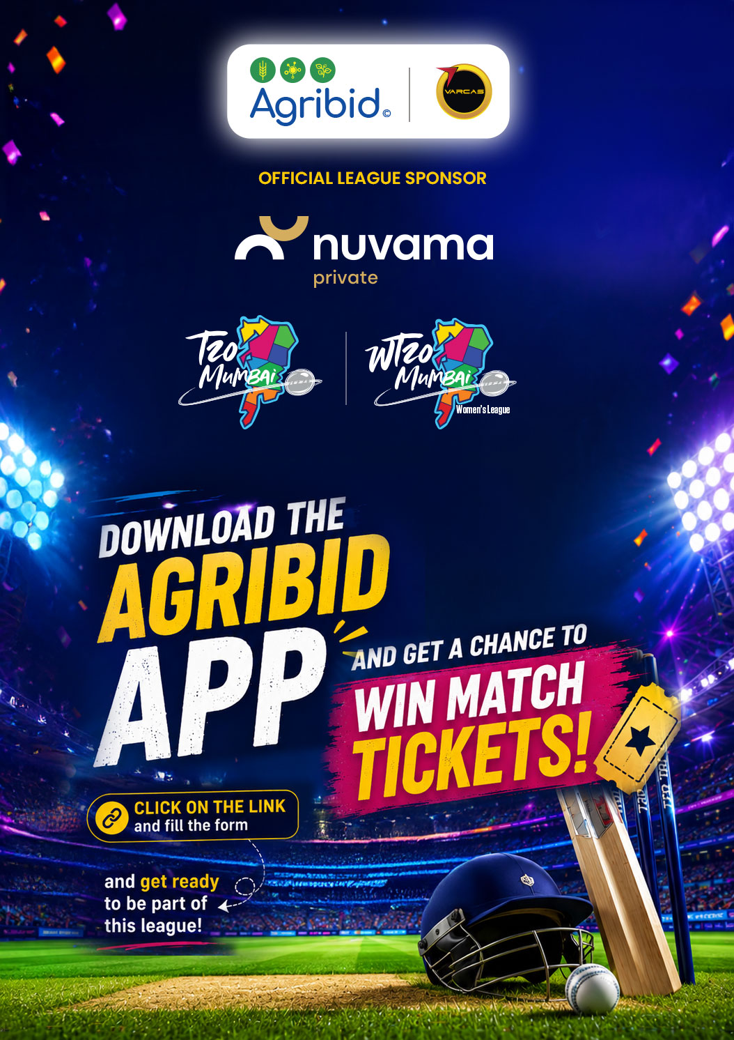 Download the Agribid App and win T20 Mumbai League match tickets